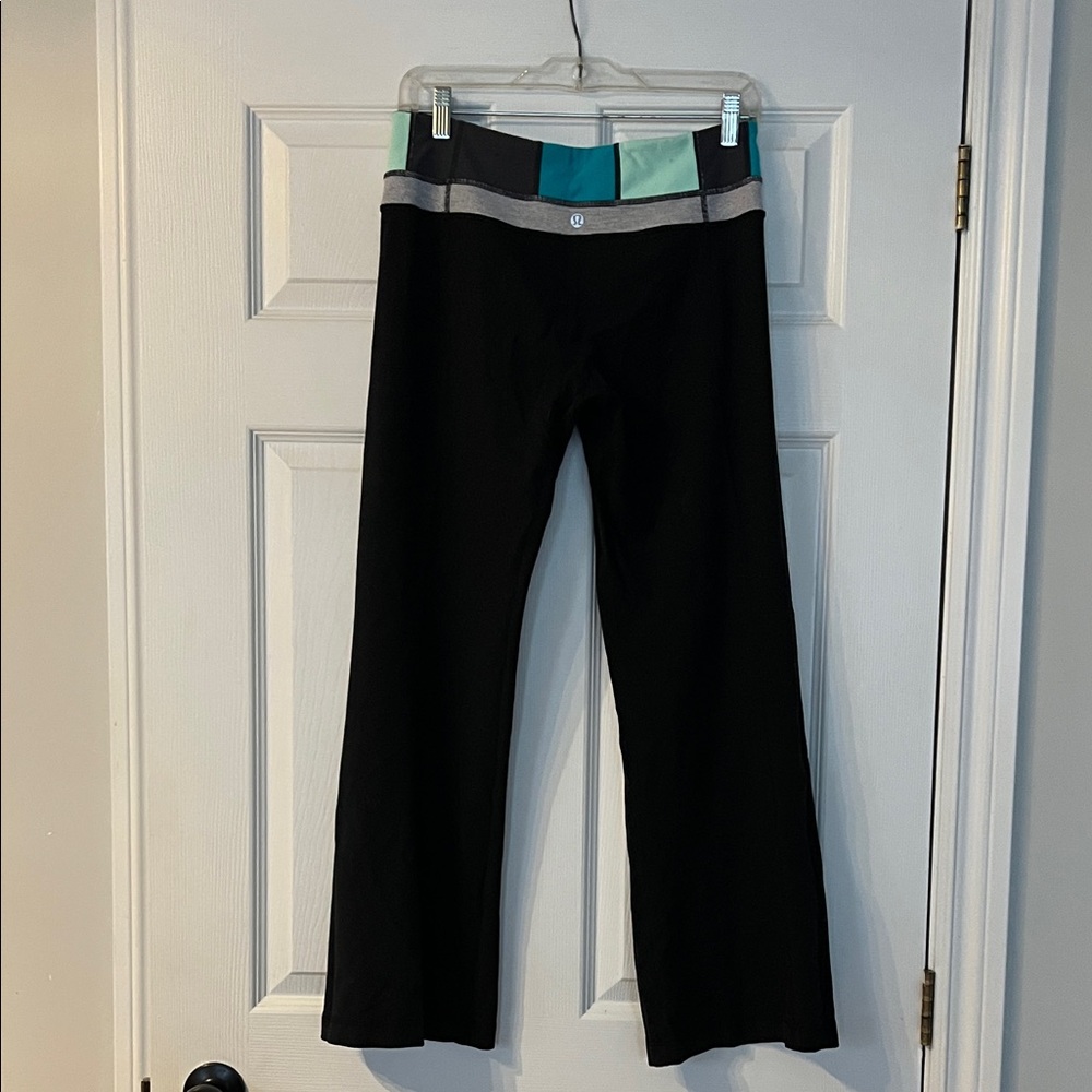 Sold - Lululemon Athletica Black and Teal Track Pants - Picture 2 of 4